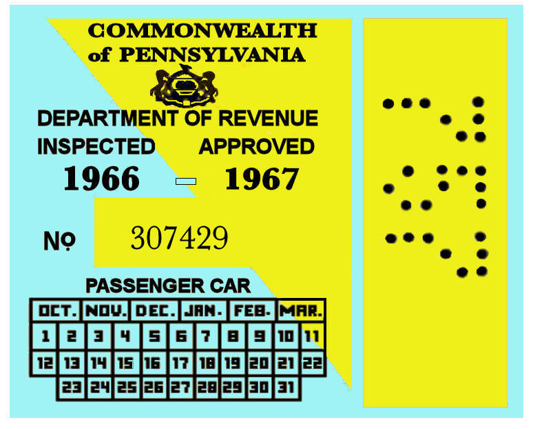 1966 Pennsylvania Inspection Sticker